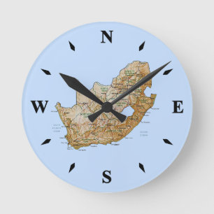 Horloge Ronde Carte Afrique du Sud
