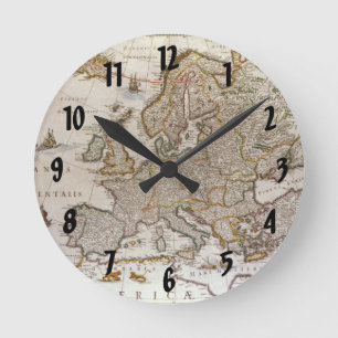 Horloge Ronde Carte antique de l'Europe par Willem Jansz Blaeu, 