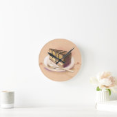Horloge Ronde Carte avec gâteau à l'aquarelle peinte (Maison)