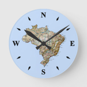 Horloge Ronde Carte Brésil Clock