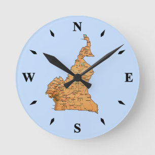 Horloge Ronde Carte Cameroun Clock
