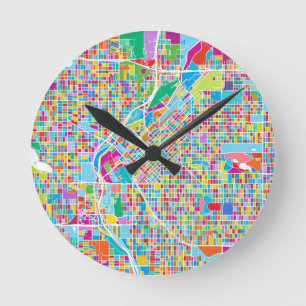 Horloge Ronde Carte colorée de Denver