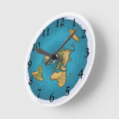 Horloge Ronde Carte de la Terre plate (Angle)