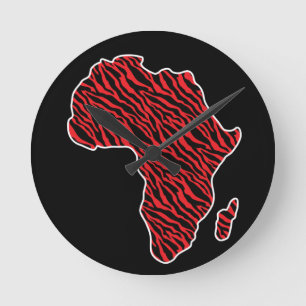 Horloge Ronde Carte de l'Afrique Fierté africaine Zèbre modèle