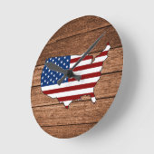 Horloge Ronde Carte de l'Amérique Drapeau de l'Amérique Surface (Angle)