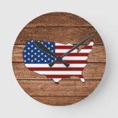 Horloge Ronde Carte de l'Amérique Drapeau de l'Amérique Surface (Recto)