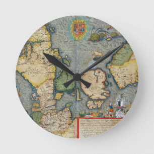 Horloge Ronde Carte de l'Europe du Nord, de 'Civitates Orbis