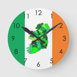 Horloge Ronde Carte de l'Irlande et du drapeau irlandais