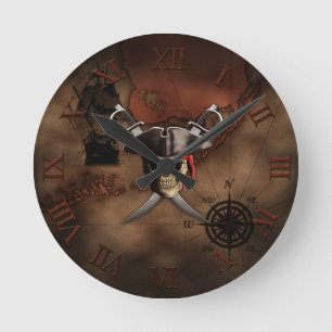 Horloge Ronde Carte de pirate