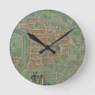 Horloge Ronde Carte de Trento, de "Civitates Orbis Terrarum" par