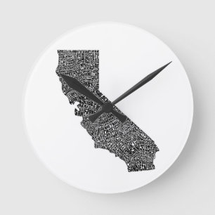 Horloge Ronde Carte de typographie de la Californie