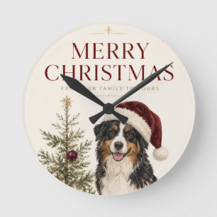 Horloge Ronde Carte de vœux de Noël pour les amoureux des chiens