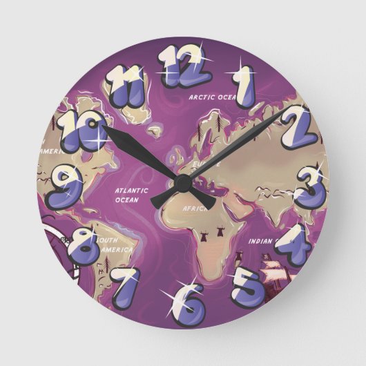 Horloge Ronde Carte du monde (Recto)