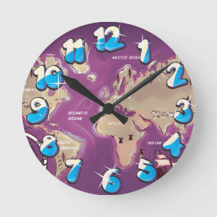 Horloge Ronde Carte du monde
