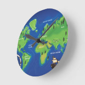 Horloge Ronde Carte du monde (Angle)