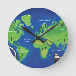 Horloge Ronde Carte du monde