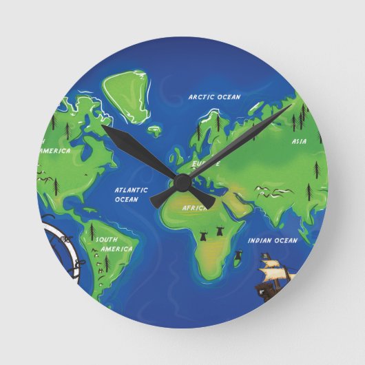 Horloge Ronde Carte du monde (Recto)