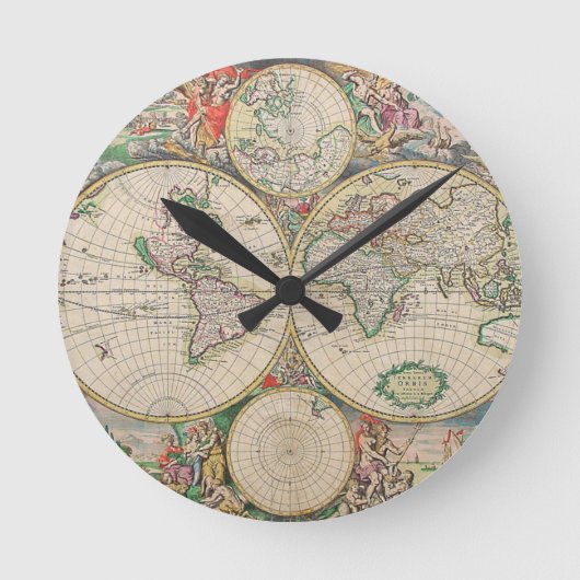 Horloge Ronde Carte du monde antique (Recto)