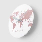 Horloge Ronde Carte du monde rose Globe (Angle)