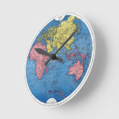 Horloge Ronde Carte du monde vintage (Angle)