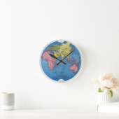 Horloge Ronde Carte du monde vintage (Maison)