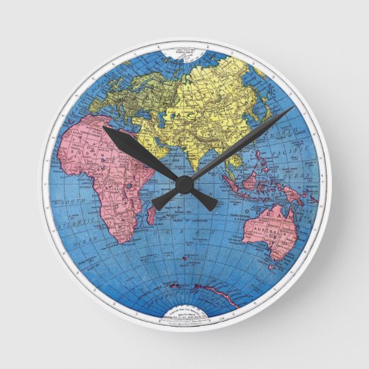Horloge Ronde Carte du monde vintage (Recto)