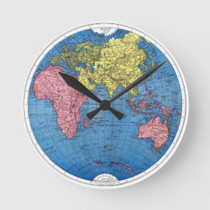 Horloge Ronde Carte du monde vintage