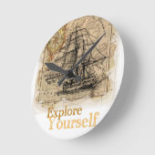 Horloge Ronde Carte du monde vintage (Angle)