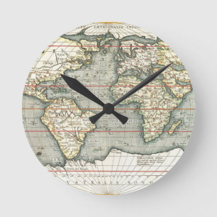 Horloge Ronde Carte du monde Vintage par Abraham Ortelius 1587-1