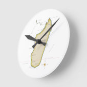 Horloge Ronde Carte illustrée de Madagascar (Angle)