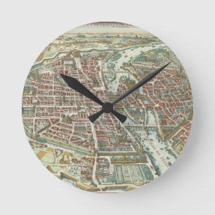 Horloge Ronde Carte imagée vintage de Paris (1615)