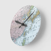 HORLOGE RONDE CARTE : L'ASIE DE L'EST, 1907 (Angle)