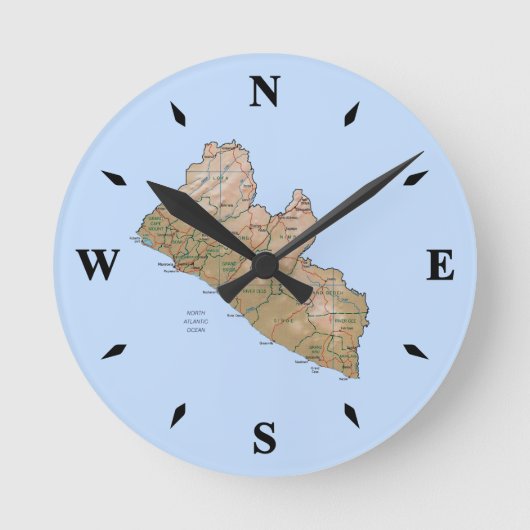 Horloge Ronde Carte Liberia (Recto)