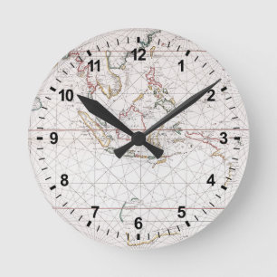 Horloge Ronde Carte maritime Est de l'Inde   Indonésie