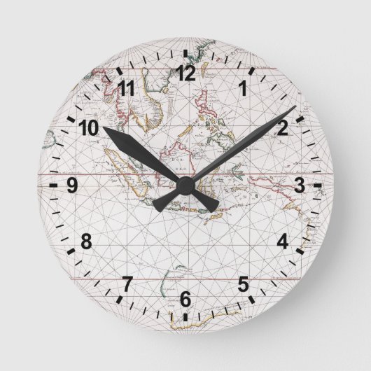 Horloge Ronde Carte maritime Est de l'Inde | Indonésie (Recto)