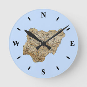 Horloge Ronde Carte Nigéria Clock