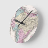 Horloge Ronde Carte vintage de l'Inde (1855) (Angle)