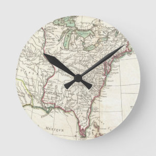 Horloge Ronde Carte vintage de treize colonies (1776)