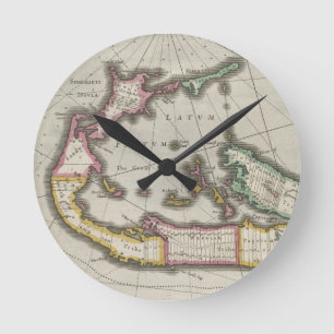 Horloge Ronde Carte vintage des Bermudes (1638)