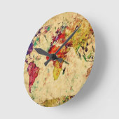 Horloge Ronde Carte vintage du monde (Angle)