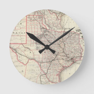 Horloge Ronde Carte vintage du système de chemin de fer du Texa