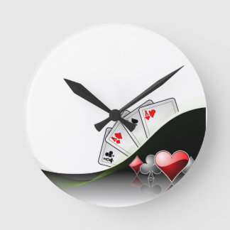 Horloge Ronde Cartes de poker et symboles de casino