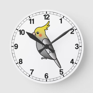 Horloge Ronde Carton gris Cockatiel Parrot Bird