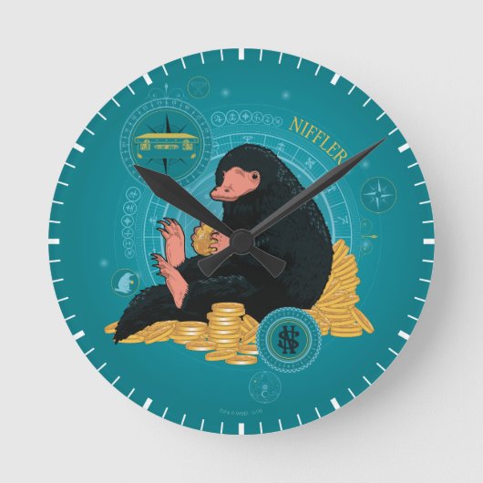 Horloge Ronde Carton NIFFLER™ Avec Pièces D'Or (Recto)