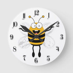 Horloge Ronde Cartoon Bee