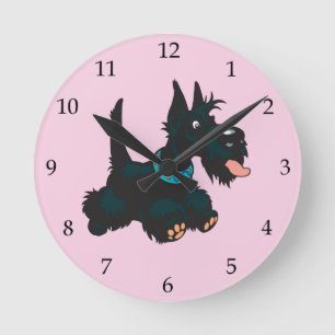 Horloge Ronde Cartoon écossais terrier