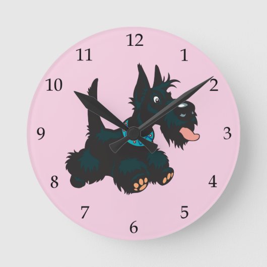 Horloge Ronde Cartoon écossais terrier (Recto)