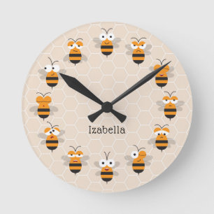 Horloge Ronde Cartoon mignon Miel Abeille de Miel