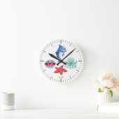 Horloge Ronde Cartoon mignon Requin Octopus Starfish Shell Monog (Maison)
