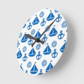 Horloge Ronde Cartoon Motif de bateau à voile (Angle)